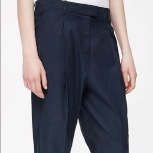 COS Dark Navy Pleated Trousers